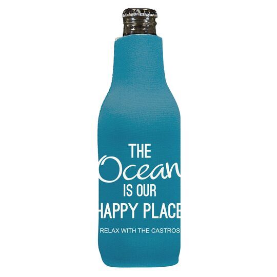 The Ocean is Our Happy Place Bottle Koozie